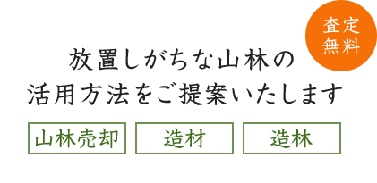 放置しがちな山林の活用方法をご提案いたします