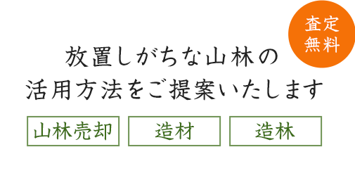 放置しがちな山林の活用方法をご提案いたします